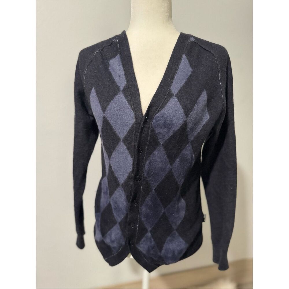 Love Moschino wool blend sweater button front diamond shape print